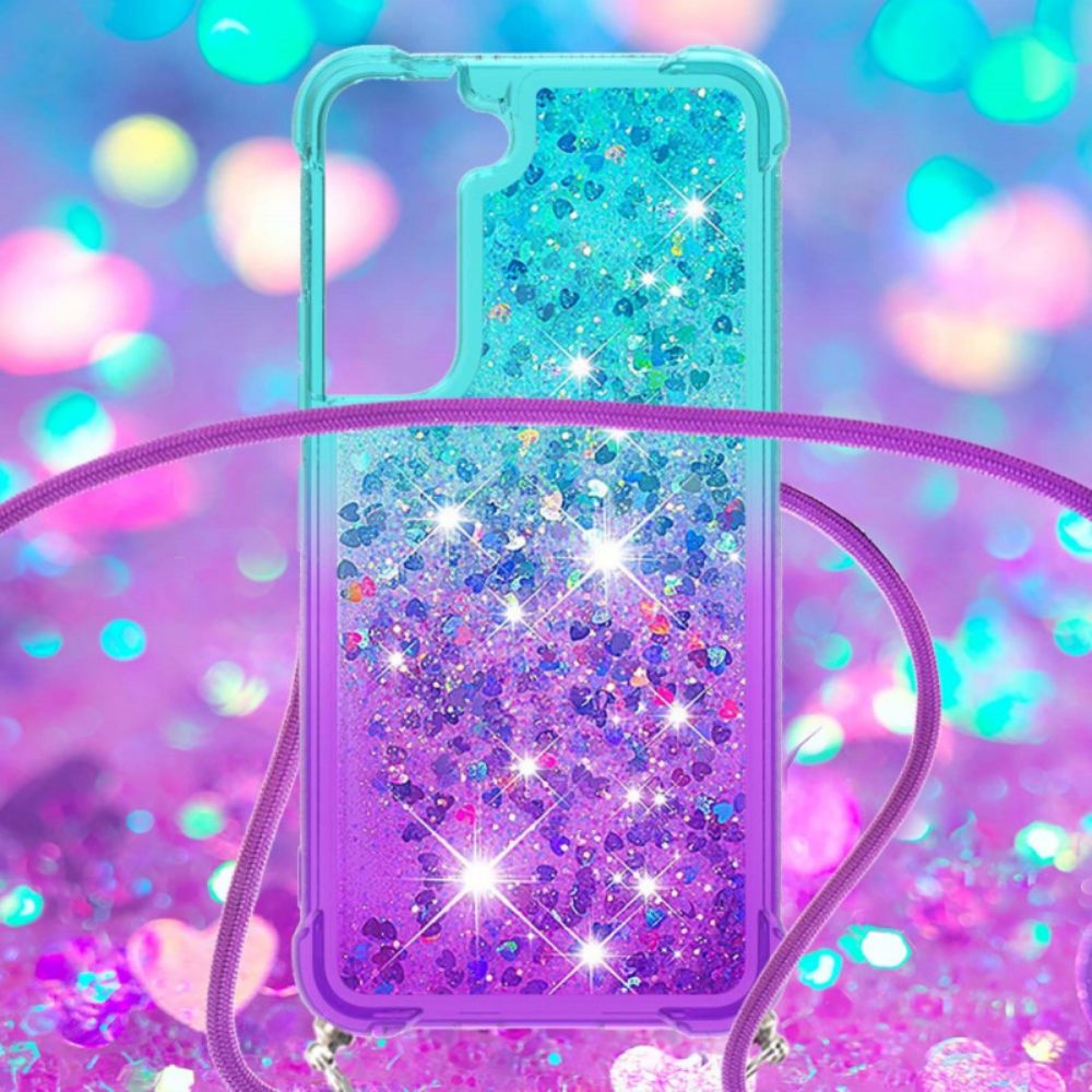 Telefoonhoesje voor Samsung Galaxy S22 5G Siliconen Glitter En Koord