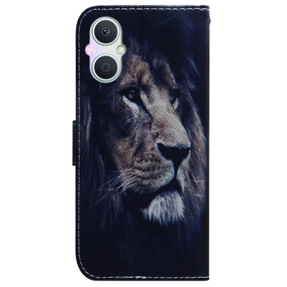 Flip Case voor Oppo Reno 8 Lite Droomende Leeuw