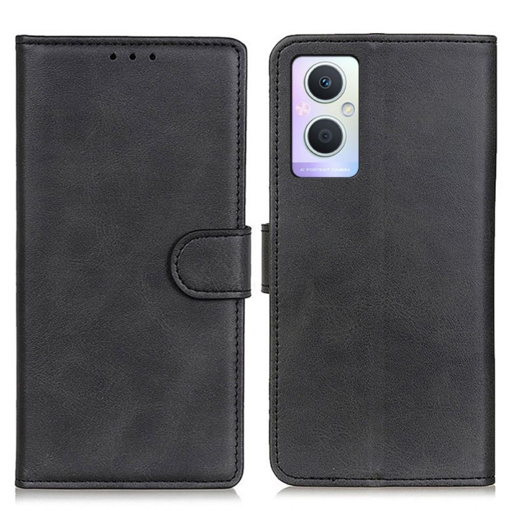 Folio-hoesje voor Oppo Reno 8 Lite Mat Lederen Stijl