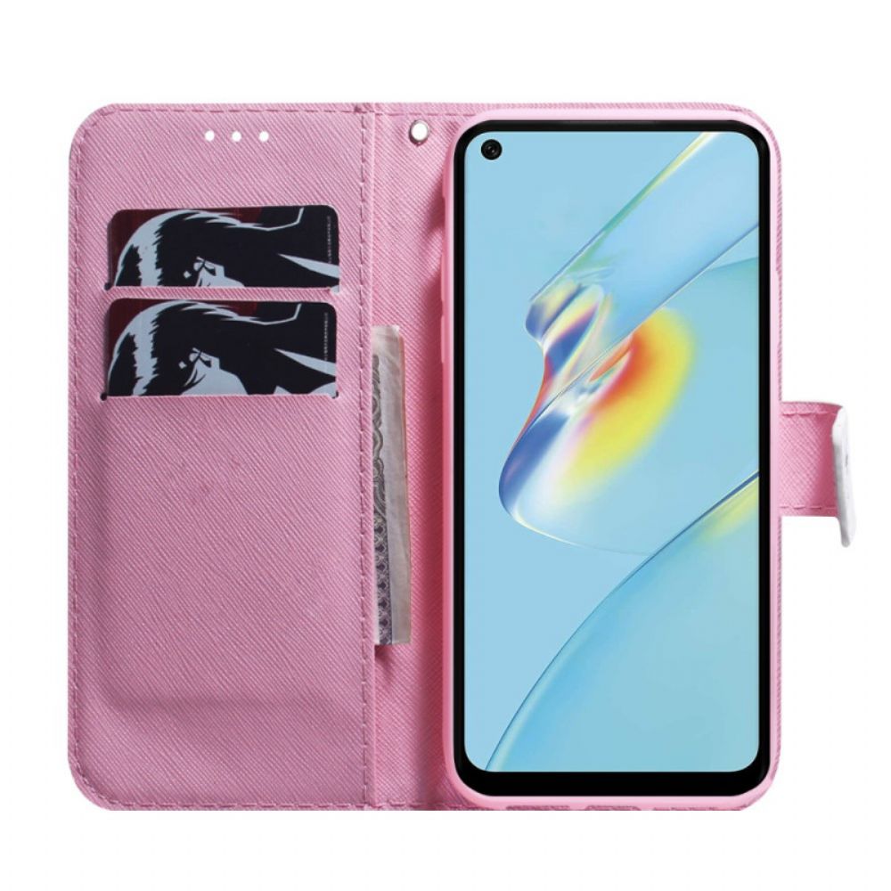 Folio-hoesje voor Oppo Reno 8 Lite Roze Bloem