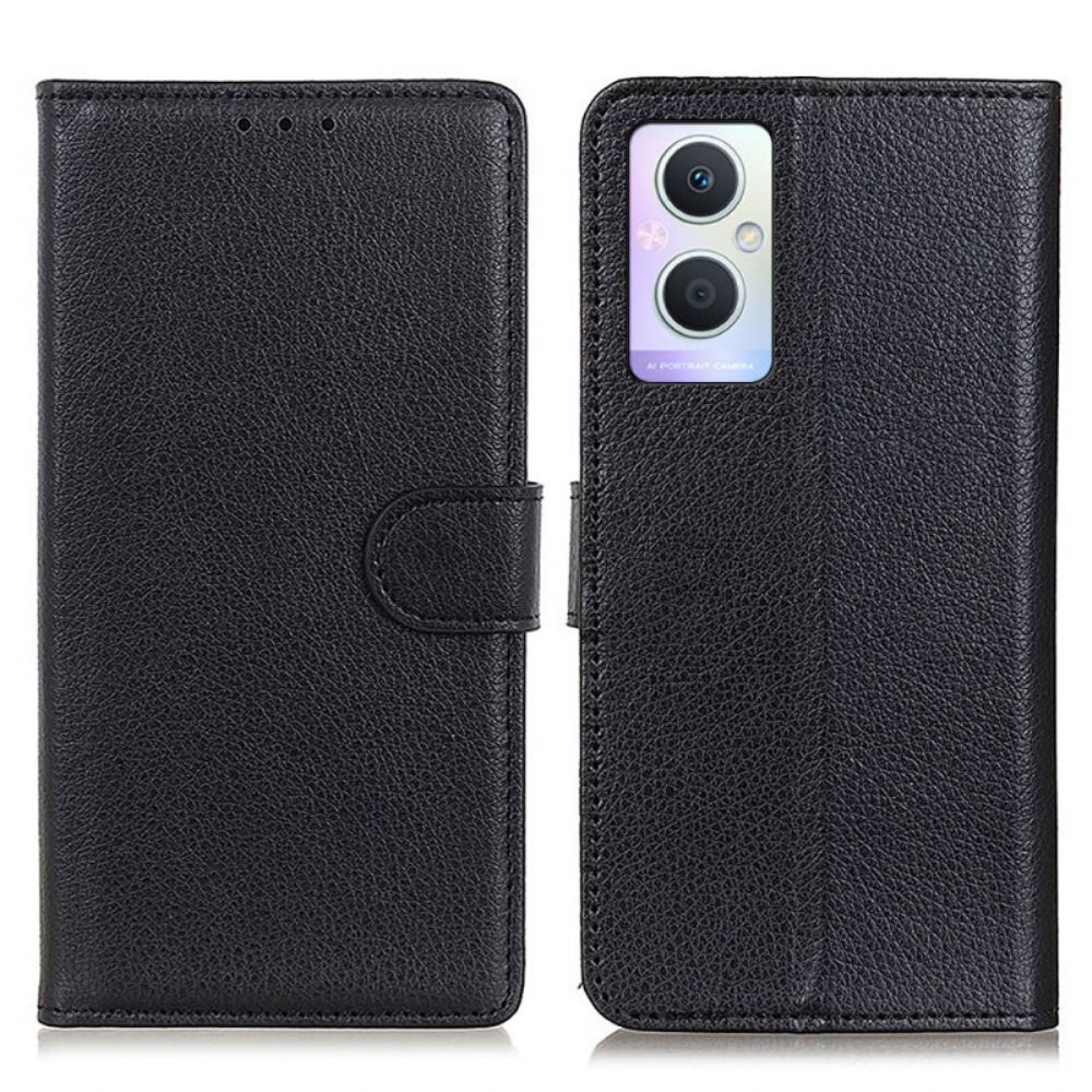 Folio-hoesje voor Oppo Reno 8 Lite Traditionele Litchi-leerstijl