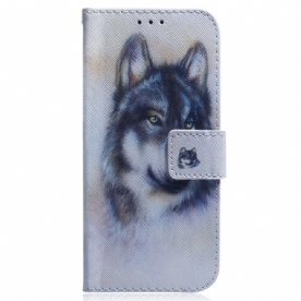 Leren Hoesje voor Oppo Reno 8 Lite Aquarel Wolf