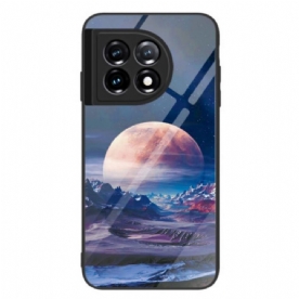 Hoesje voor OnePlus 11 5G Space Moon Gehard Glas