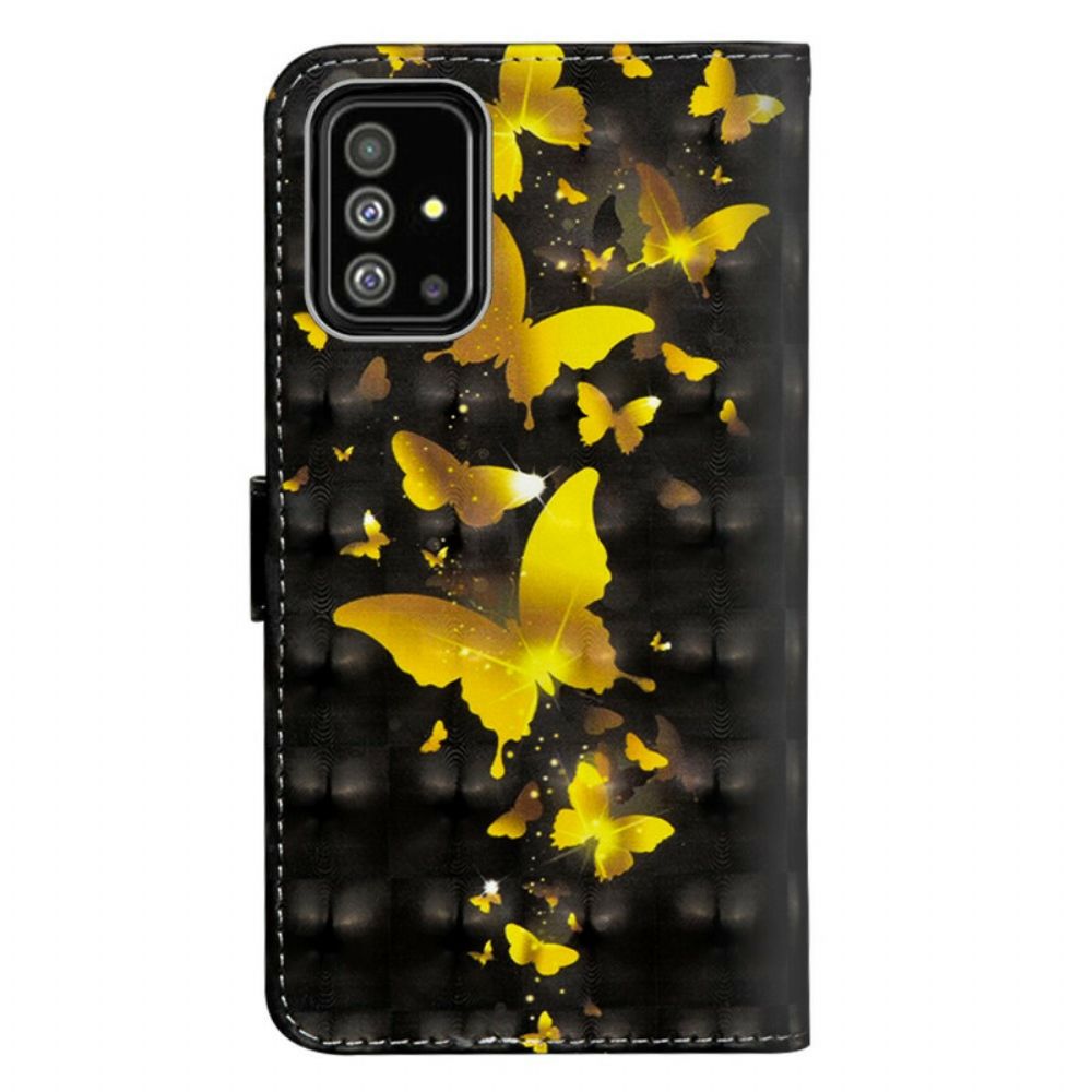 Folio-hoesje voor Samsung Galaxy A71 Gele Vlinders