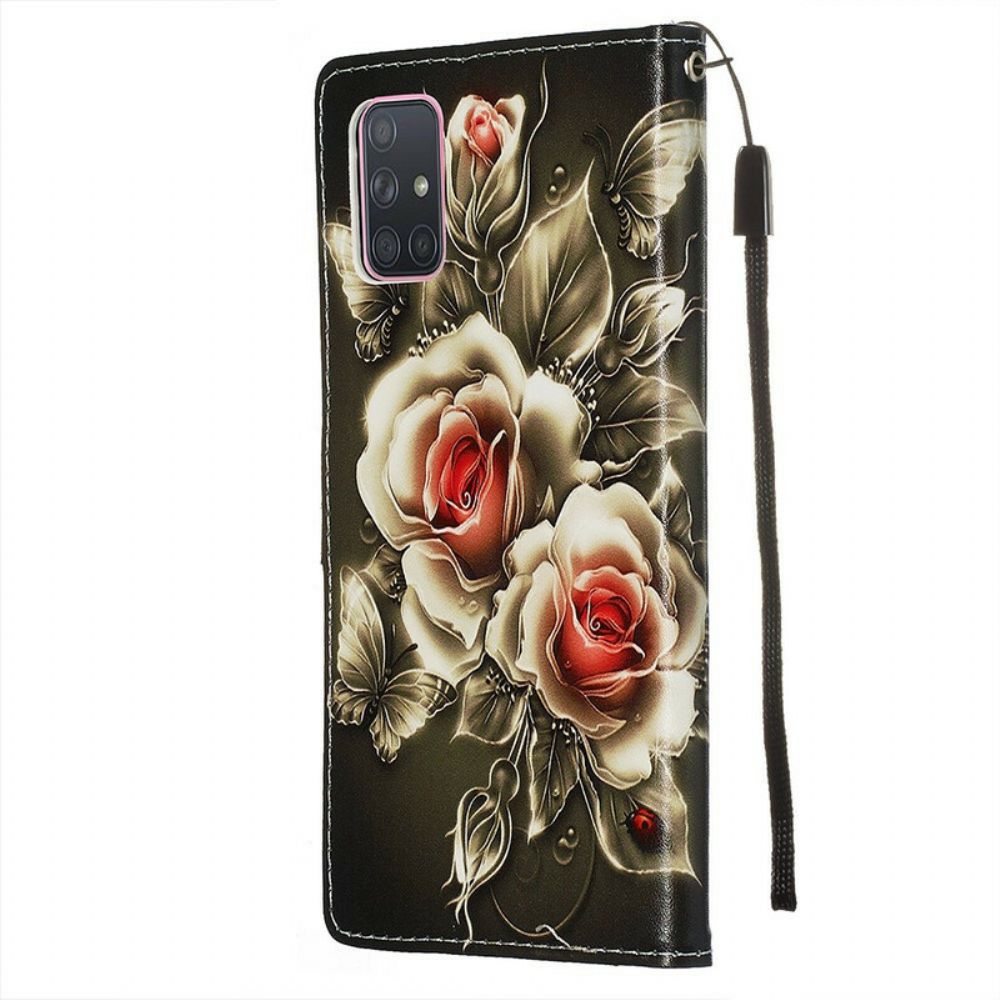 Folio-hoesje voor Samsung Galaxy A71 Gouden Rozen