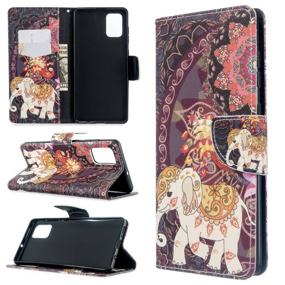 Folio-hoesje voor Samsung Galaxy A71 Indische Olifant