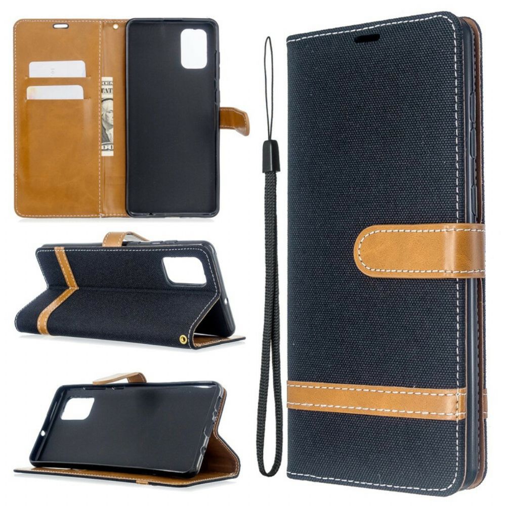 Folio-hoesje voor Samsung Galaxy A71 Met Ketting Band Met Stof En Leereffect