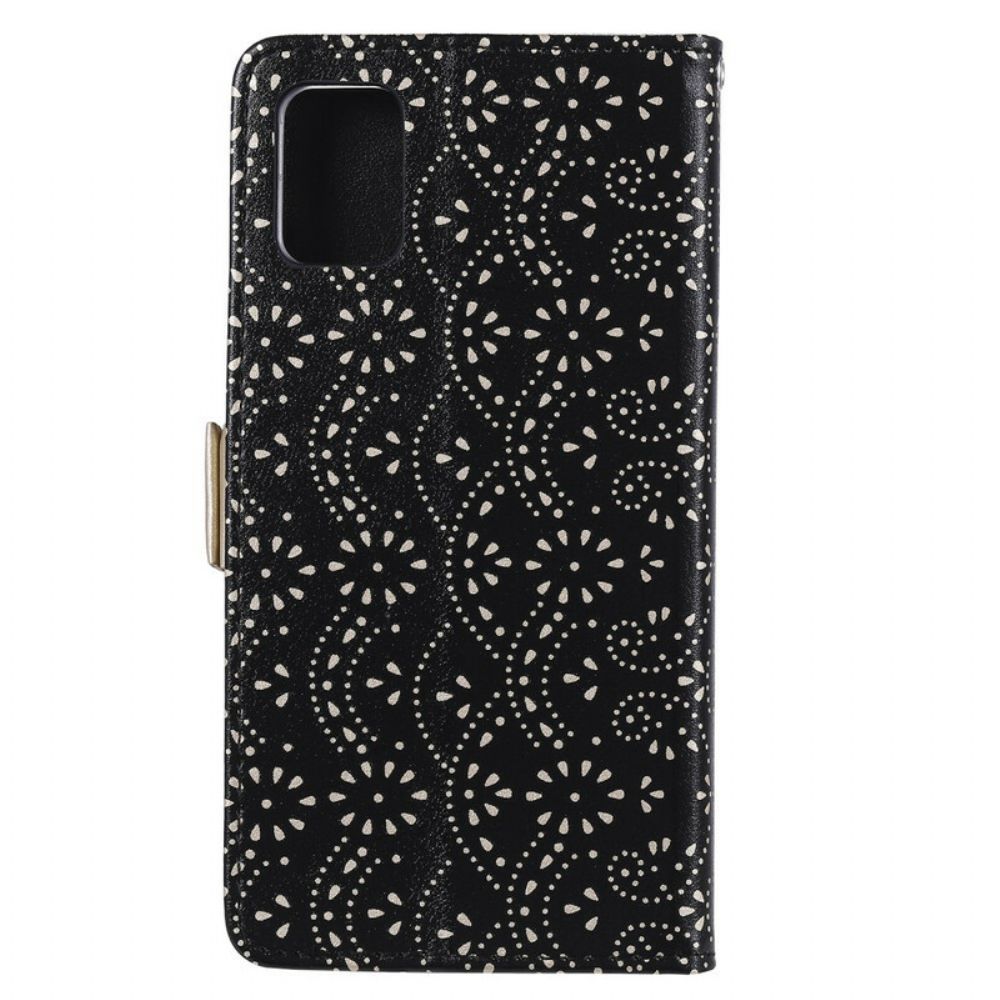 Folio-hoesje voor Samsung Galaxy A71 Met Ketting Coin Purse Met Veters