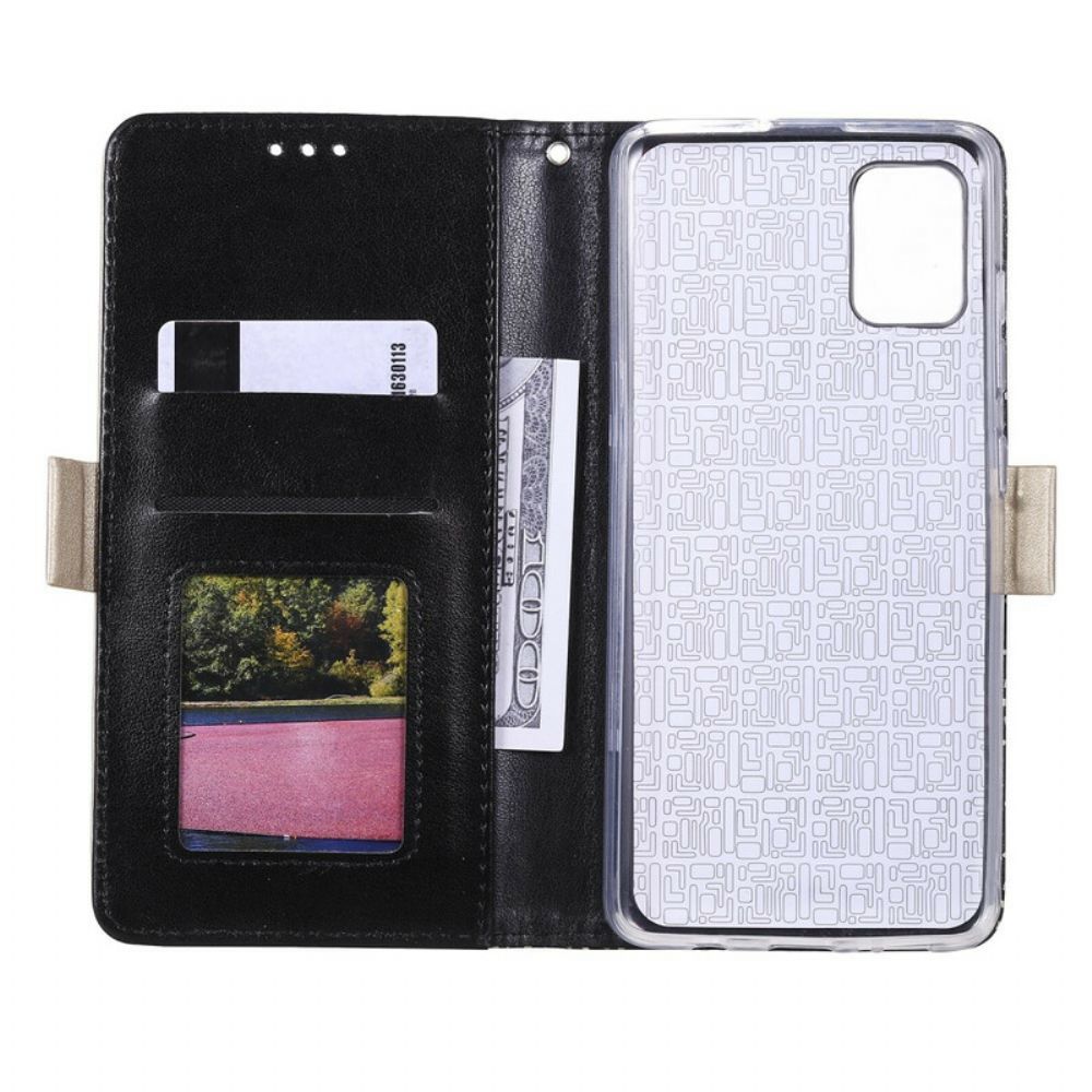 Folio-hoesje voor Samsung Galaxy A71 Met Ketting Coin Purse Met Veters