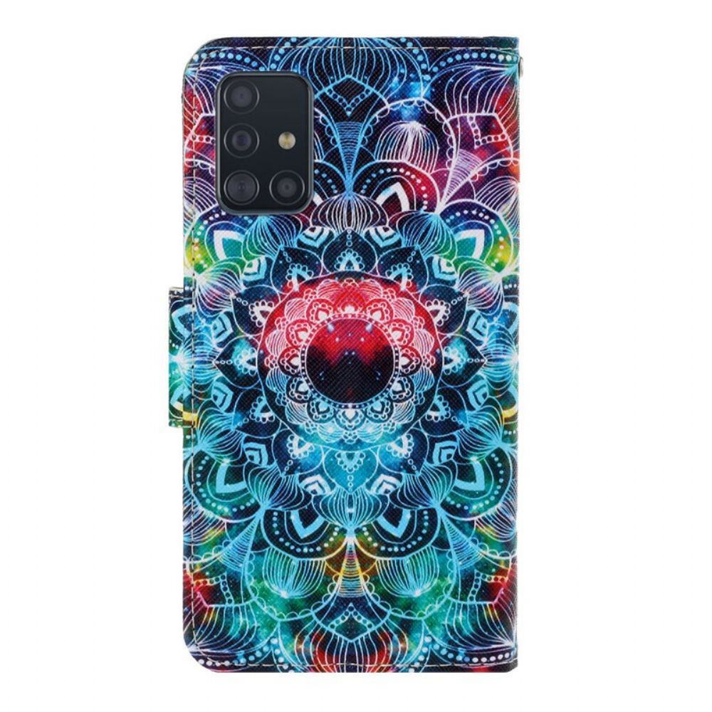 Folio-hoesje voor Samsung Galaxy A71 Met Ketting Knipperende Mandala Met Bandjes