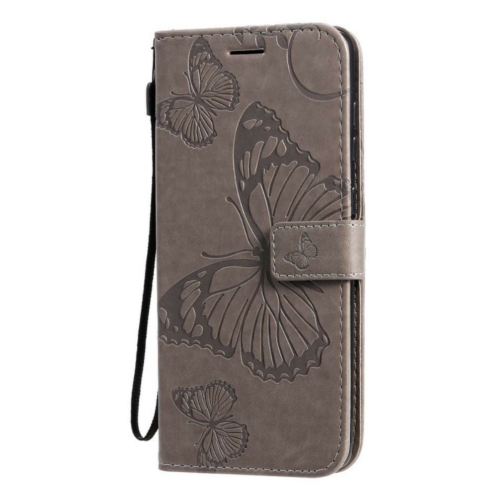 Folio-hoesje voor Samsung Galaxy A71 Met Ketting Reusachtige Vlinders Met Bandjes