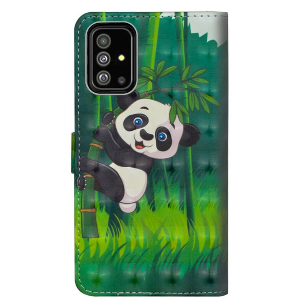 Folio-hoesje voor Samsung Galaxy A71 Panda En Bamboe