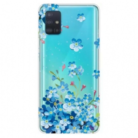 Hoesje voor Samsung Galaxy A71 Blauwe Bloemen