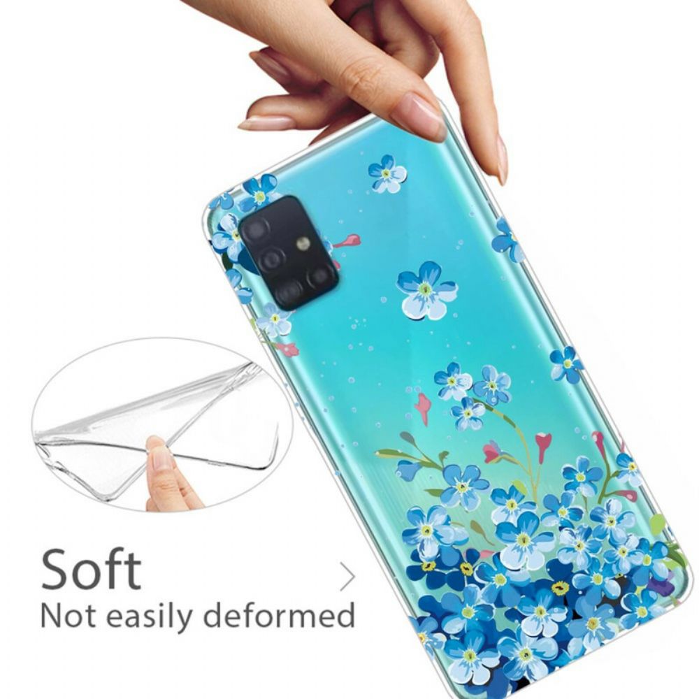 Hoesje voor Samsung Galaxy A71 Blauwe Bloemen