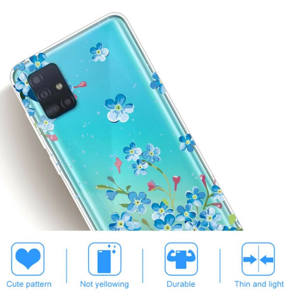 Hoesje voor Samsung Galaxy A71 Blauwe Bloemen