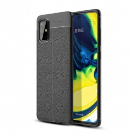 Hoesje voor Samsung Galaxy A71 Dubbele Lijn Litchi Leder Effect