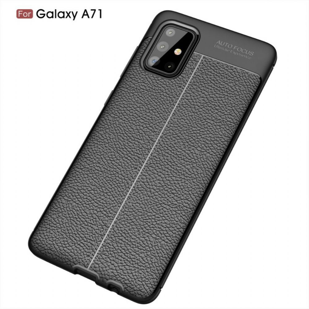 Hoesje voor Samsung Galaxy A71 Dubbele Lijn Litchi Leder Effect