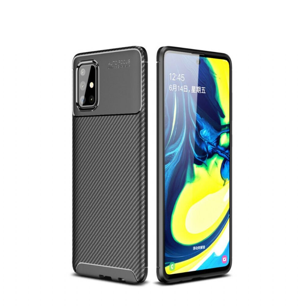 Hoesje voor Samsung Galaxy A71 Flexibele Koolstofvezeltextuur