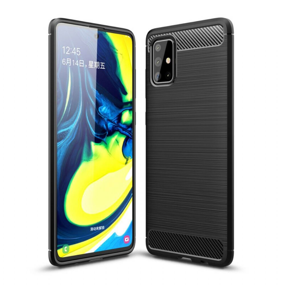 Hoesje voor Samsung Galaxy A71 Geborstelde Koolstofvezel