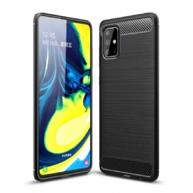 Hoesje voor Samsung Galaxy A71 Geborstelde Koolstofvezel