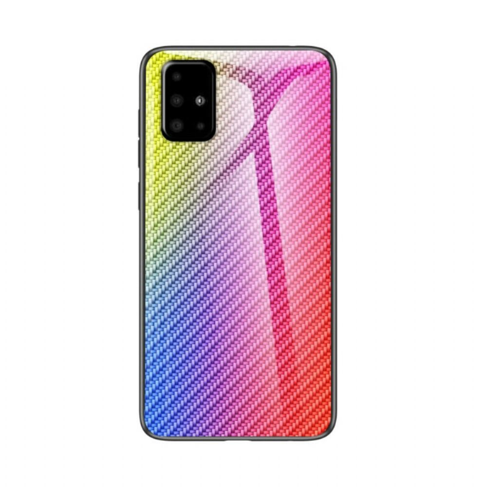 Hoesje voor Samsung Galaxy A71 Koolstofvezel Gehard Glas