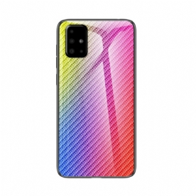 Hoesje voor Samsung Galaxy A71 Koolstofvezel Gehard Glas