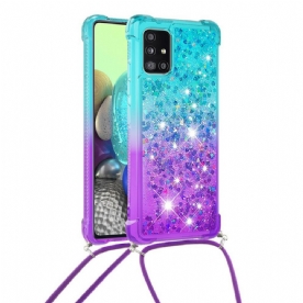 Hoesje voor Samsung Galaxy A71 Siliconen Glitter En Koord