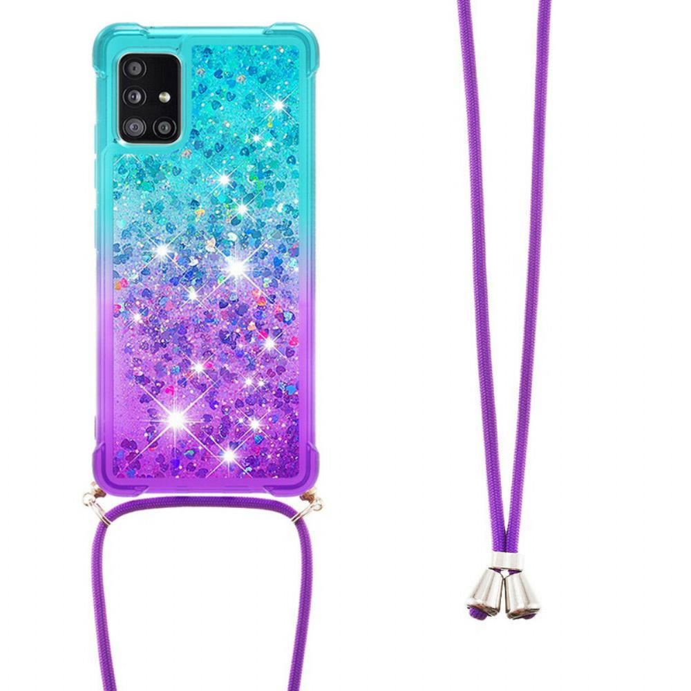 Hoesje voor Samsung Galaxy A71 Siliconen Glitter En Koord