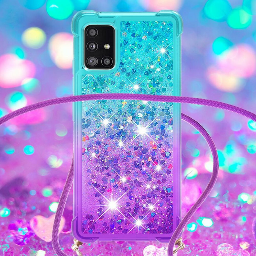 Hoesje voor Samsung Galaxy A71 Siliconen Glitter En Koord