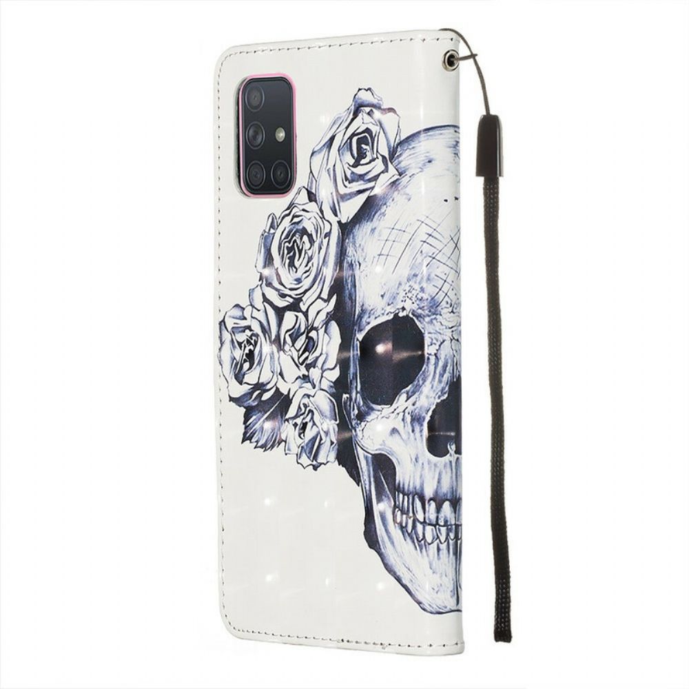 Leren Hoesje voor Samsung Galaxy A71 Bloemenschedel