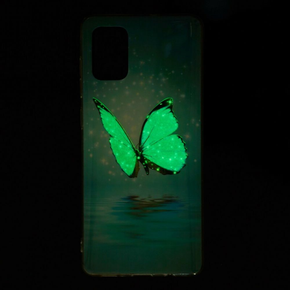 Telefoonhoesje voor Samsung Galaxy A71 Fluorescerende Blauwe Vlinder