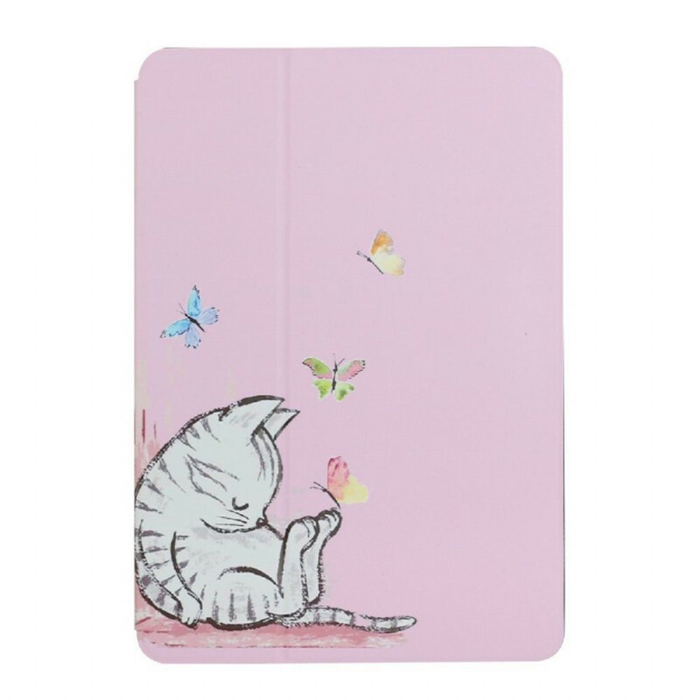 Bescherming Hoesje voor Samsung Galaxy Tab A7 Lite Twee Flappen Slapende Kitten