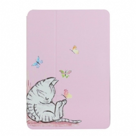 Bescherming Hoesje voor Samsung Galaxy Tab A7 Lite Twee Flappen Slapende Kitten