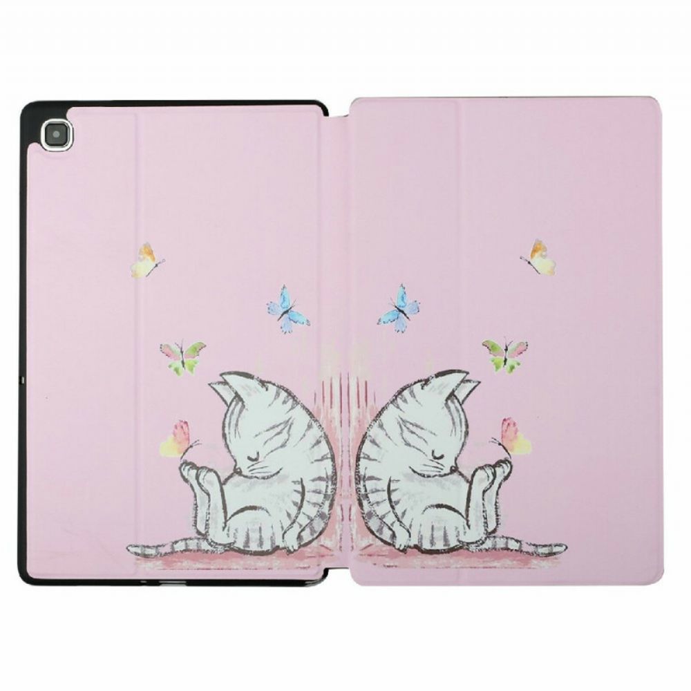 Bescherming Hoesje voor Samsung Galaxy Tab A7 Lite Twee Flappen Slapende Kitten