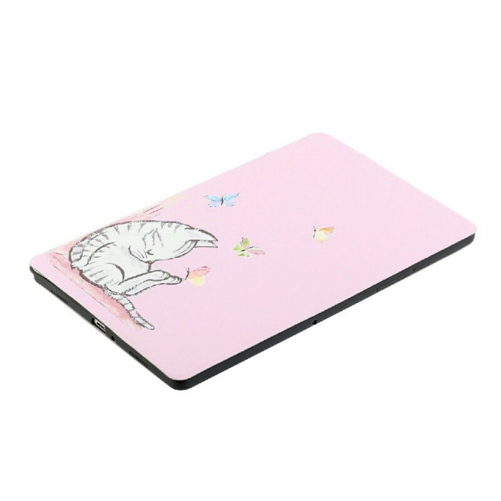 Bescherming Hoesje voor Samsung Galaxy Tab A7 Lite Twee Flappen Slapende Kitten