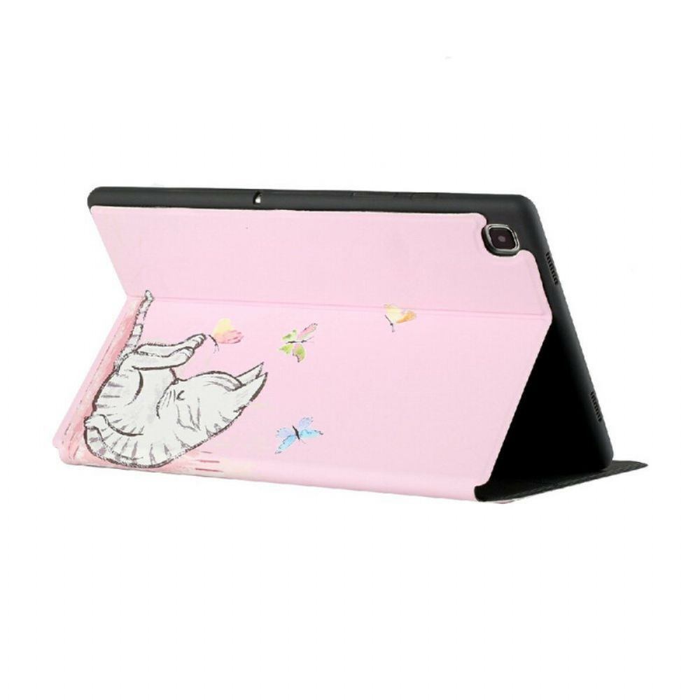 Bescherming Hoesje voor Samsung Galaxy Tab A7 Lite Twee Flappen Slapende Kitten