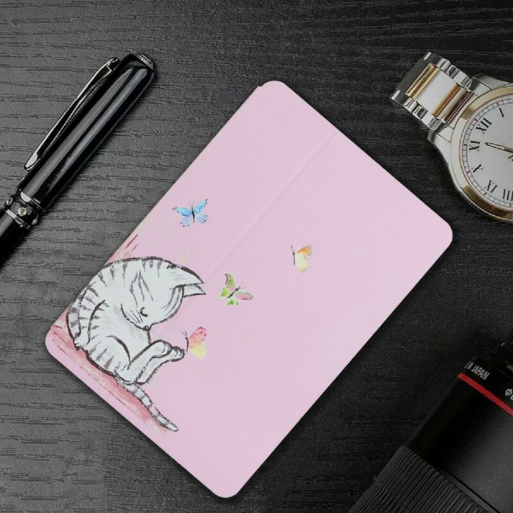 Bescherming Hoesje voor Samsung Galaxy Tab A7 Lite Twee Flappen Slapende Kitten