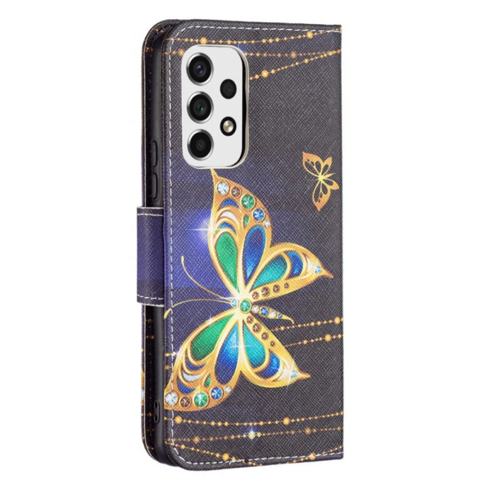 Flip Case voor Samsung Galaxy A53 5G Gouden Vlinders