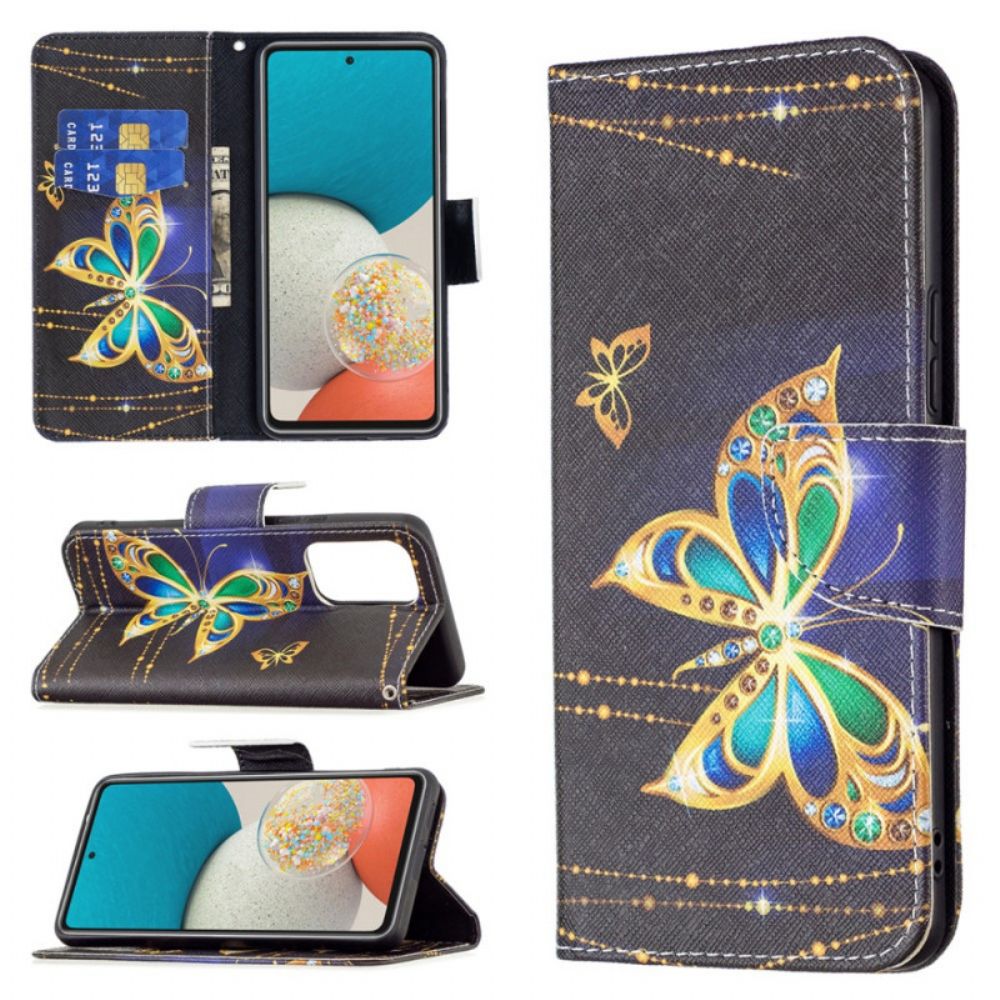 Flip Case voor Samsung Galaxy A53 5G Gouden Vlinders