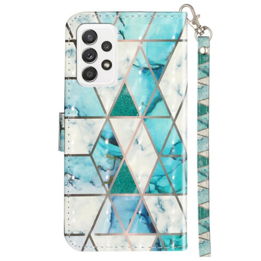 Flip Case voor Samsung Galaxy A53 5G Met Ketting Marmeren Band