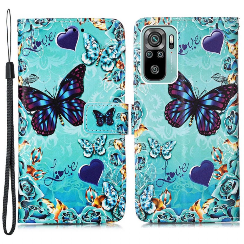 Flip Case voor Samsung Galaxy A53 5G Met Ketting Thong Vlinders