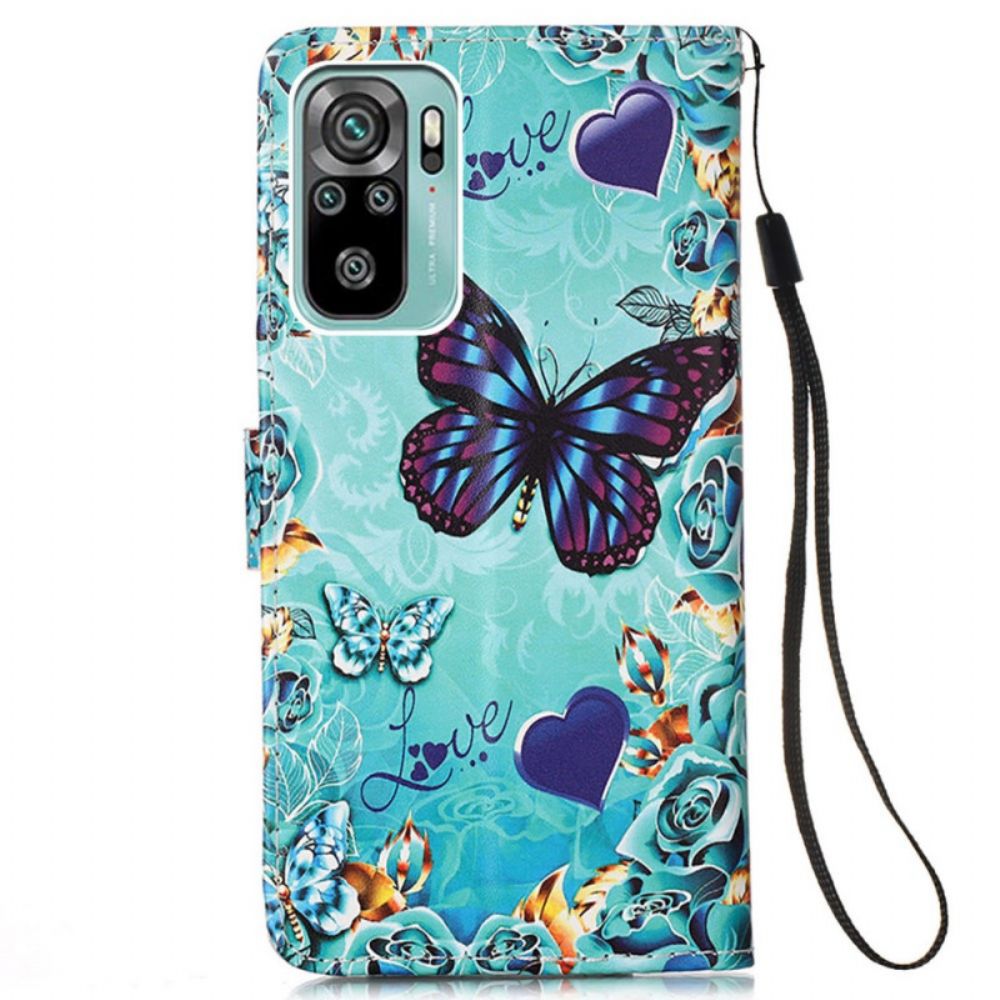 Flip Case voor Samsung Galaxy A53 5G Met Ketting Thong Vlinders