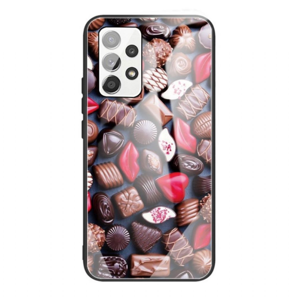 Hoesje voor Samsung Galaxy A53 5G Chocolade Gehard Glas