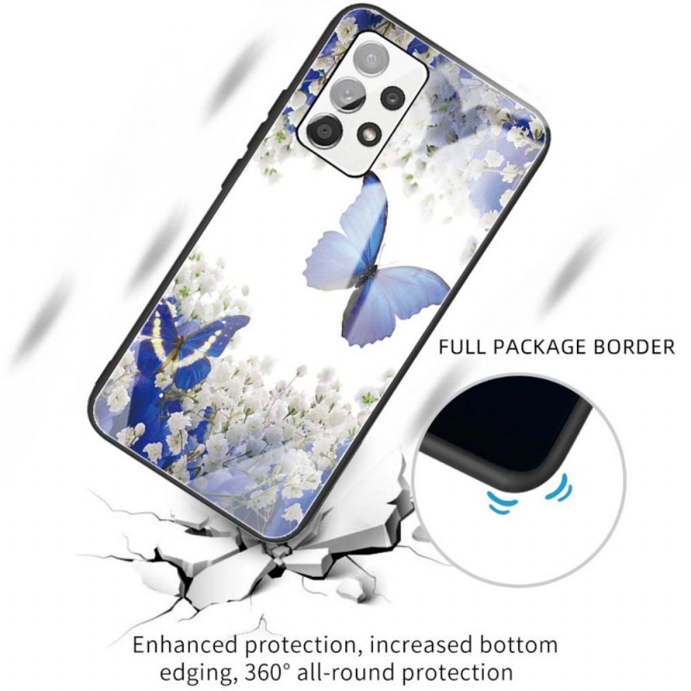 Hoesje voor Samsung Galaxy A53 5G Gehard Glas Vlinders Ontwerp