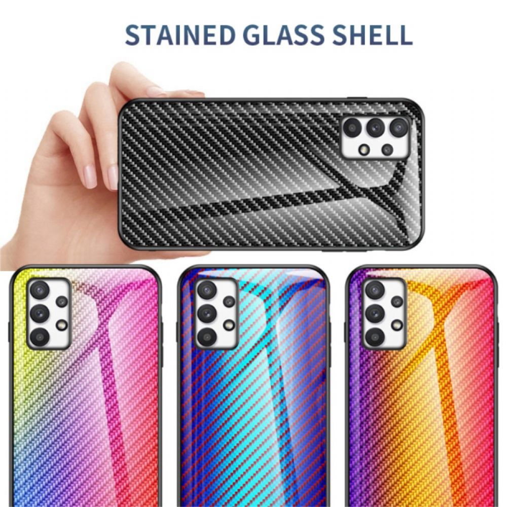 Hoesje voor Samsung Galaxy A53 5G Koolstofvezel Gehard Glas