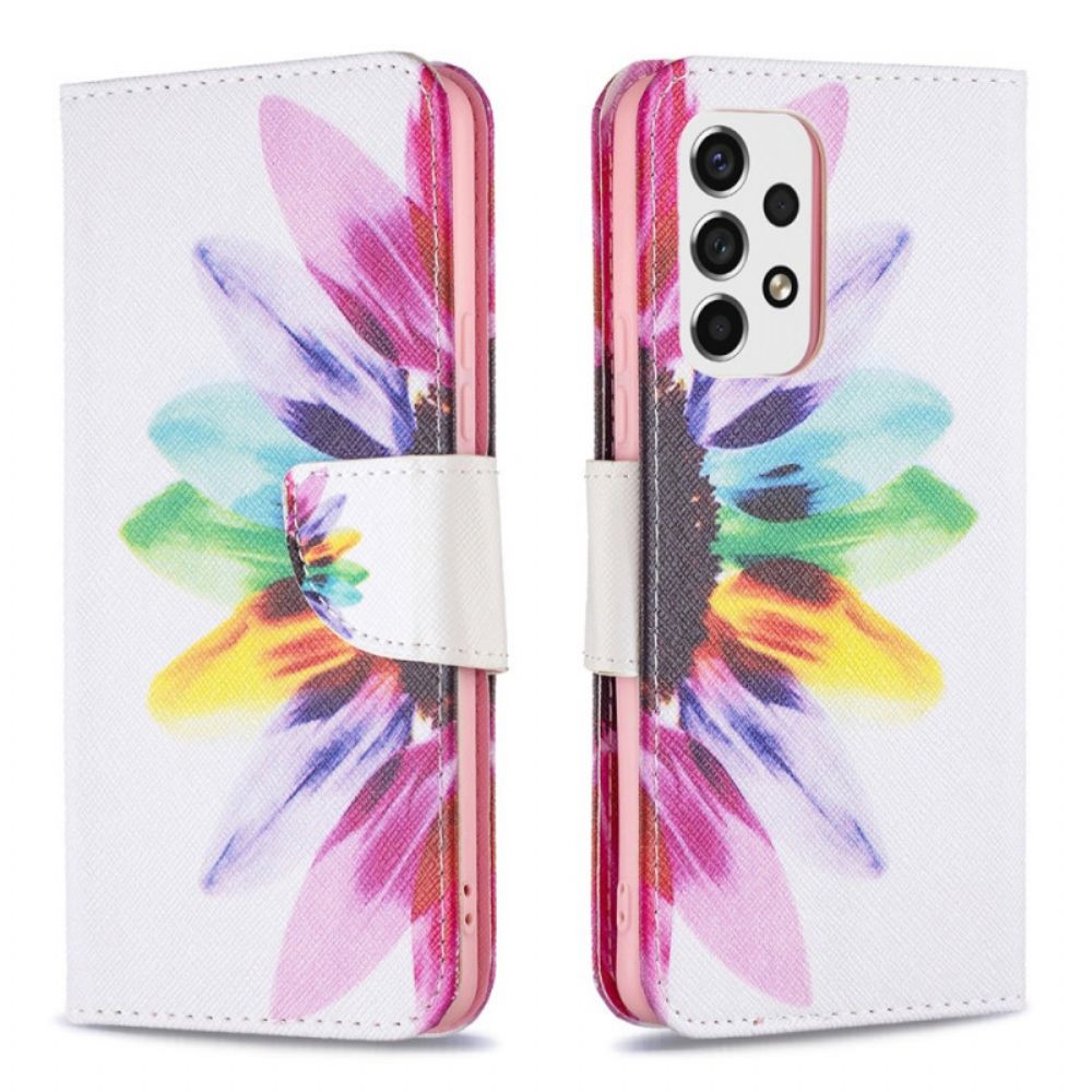 Leren Hoesje voor Samsung Galaxy A53 5G Aquarel Bloem