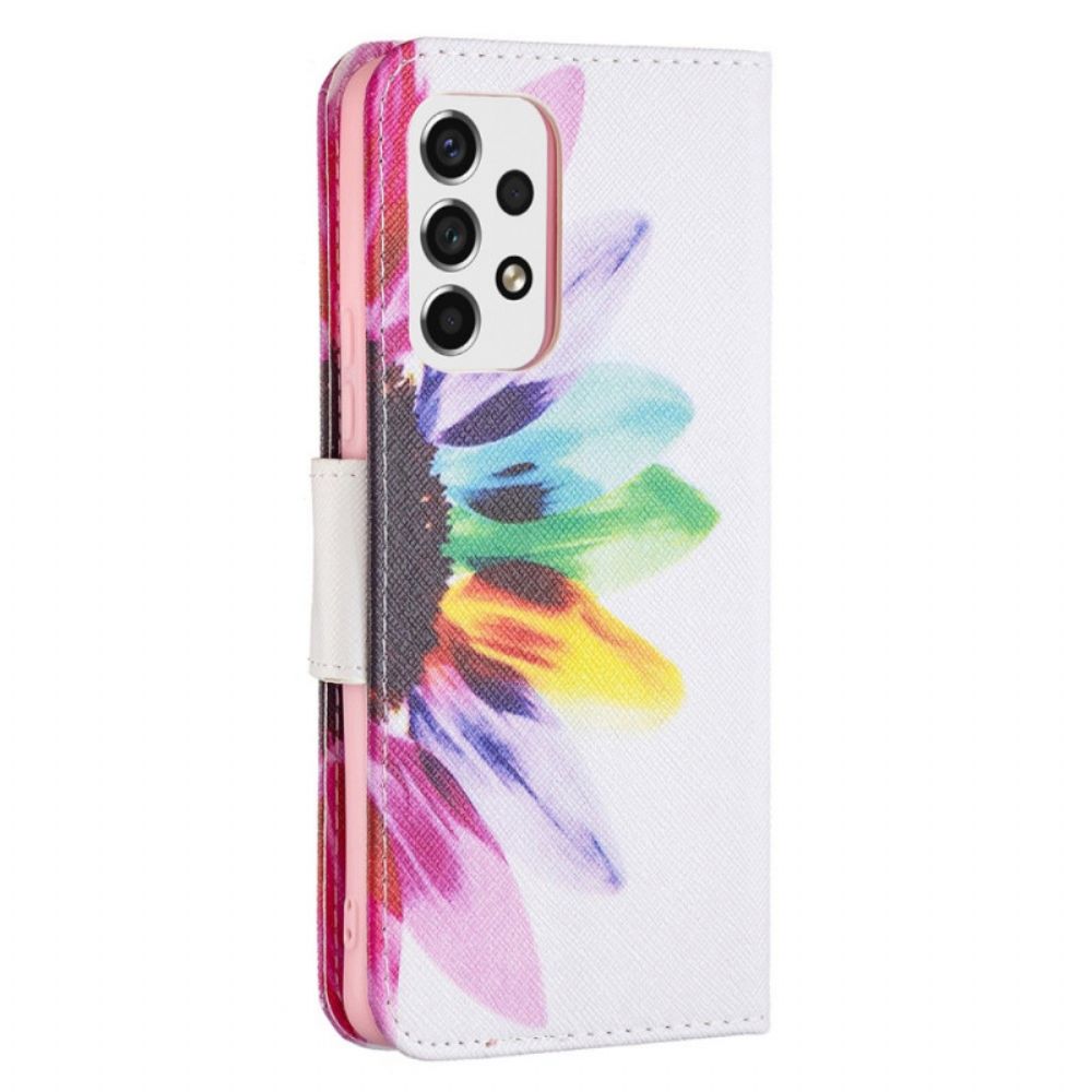 Leren Hoesje voor Samsung Galaxy A53 5G Aquarel Bloem