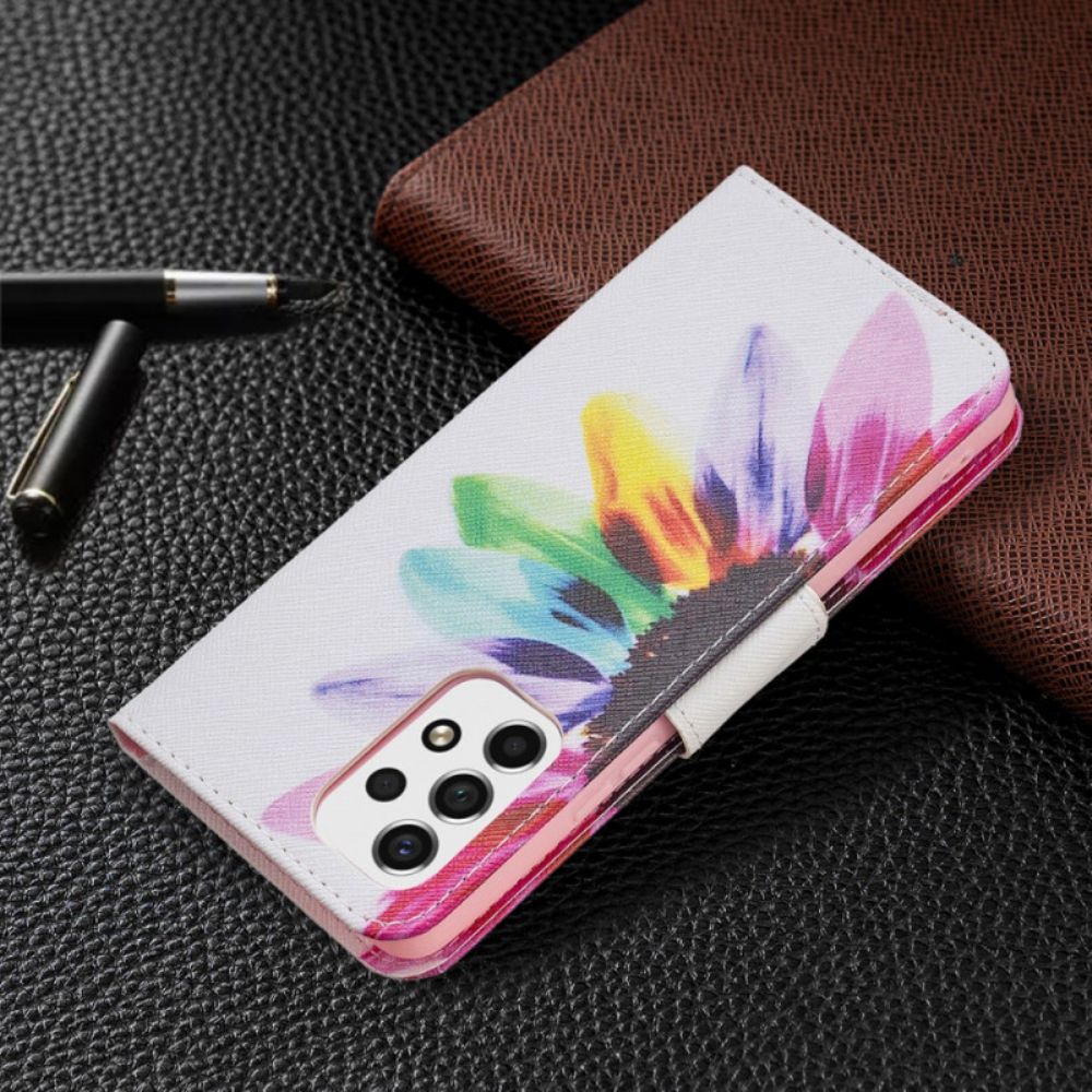 Leren Hoesje voor Samsung Galaxy A53 5G Aquarel Bloem