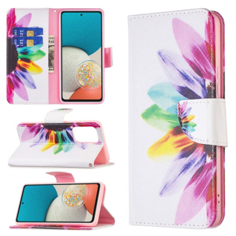 Leren Hoesje voor Samsung Galaxy A53 5G Aquarel Bloem