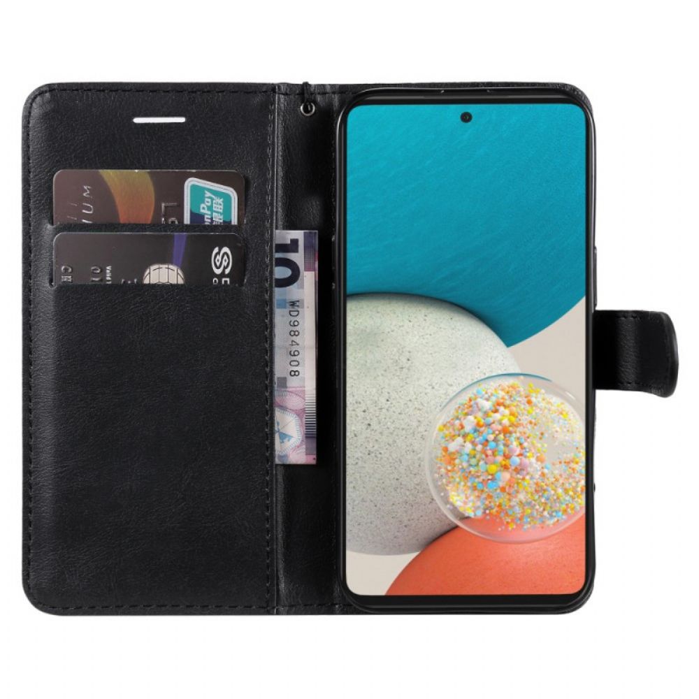 Leren Hoesje voor Samsung Galaxy A53 5G Met Ketting Effen Leerstijl Met Bandjes